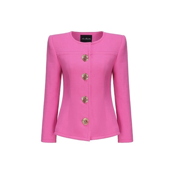 NANA JACQUELINE Lisette Blazer NEW Women's Wool Jacket Size Medium $580 Pink - Picture 1 of 10